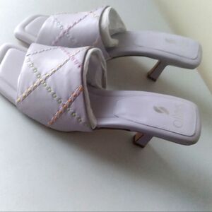 Franco‎ Sarto Leather Kitten Heel Sandal Purple Lavender Size 11
